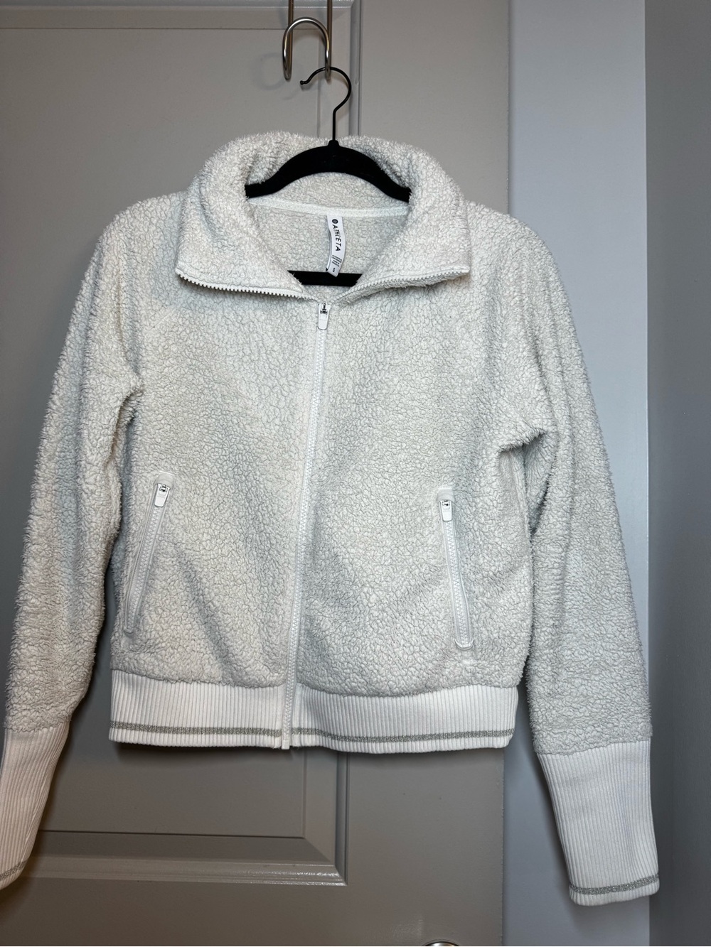 Athleta Cream Sherpa Zip Jacket
